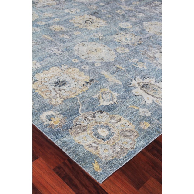 Textile Exquisite Rugs Evie Hand Knotted Wool Light Blue & Multi - 6'x9' For Sale - Image 7 of 9