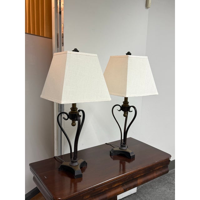 French Country Vintage Table Lamps, Pair For Sale - Image 4 of 12