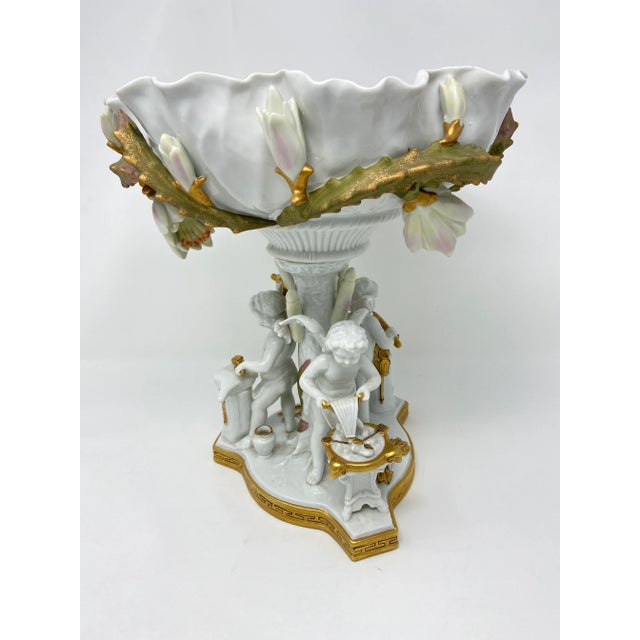Antique Cherubs Centerpiece Compote With Small Vase Moore Brothers British For Sale - Image 13 of 13
