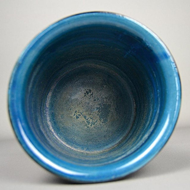 Ceramic Rimini Blue Flowerpot Cover or Vase by Aldo Londi for Bitossi, 1950s For Sale - Image 7 of 11