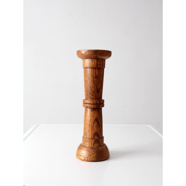Mid 20th Century Vintage Oak Pedestal Stand For Sale - Image 5 of 9