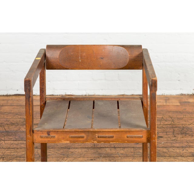 Artist Industrial Style Vintage Desk Chair With Rustic Character For Sale - Image 9 of 12
