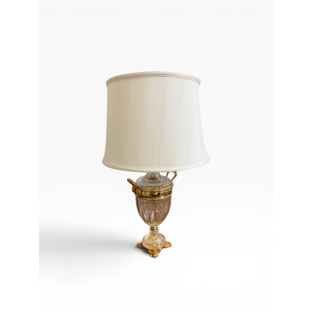 Crystal and Brass Table Lamp in Neoclassical Style — 1990s For Sale - Image 4 of 15