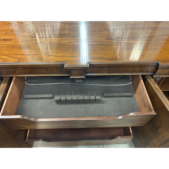 1980s Henredon Vintage Walnut Buffet With Felt Silverware Drawer For Sale - Image 9 of 10