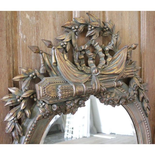 Bronze Vintage Mid-Century Giltwood Carved Mirror For Sale - Image 8 of 13