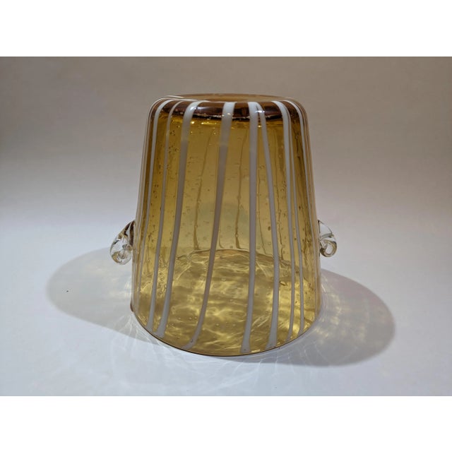 Amber Vintage 1970s Venini for Disaronno Murano Glass Ice Bucket, Amber & White For Sale - Image 8 of 13
