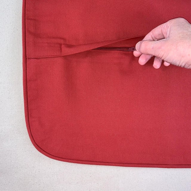 2020s Robert Allen Nautica P Kaufmann Brick Red & Cream Bordeaux Floral Leaf Vine Pillow Covers- 3 Pc Set For Sale - Image 5 of 8