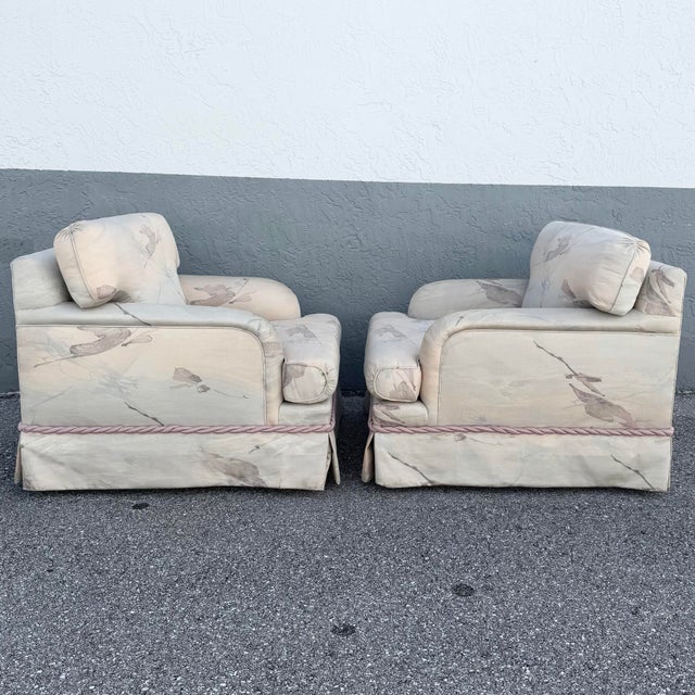Pink Postmodern Pink and Blue Ropped and Skirted Lounge Chairs - A Pair For Sale - Image 8 of 11