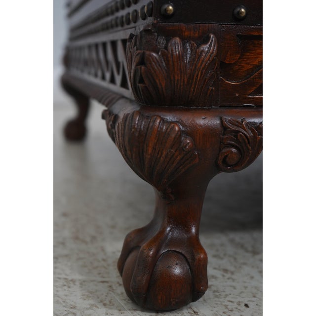 Ralph Lauren Leather Studded Claw Foot Coffee Table For Sale - Image 16 of 17