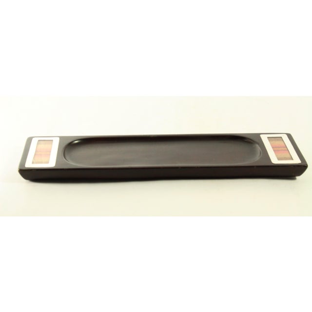 A very interesting small vintage tray Seemingly carved from a single piece of exotic cumaru wood aka Brazilian teak, flat...