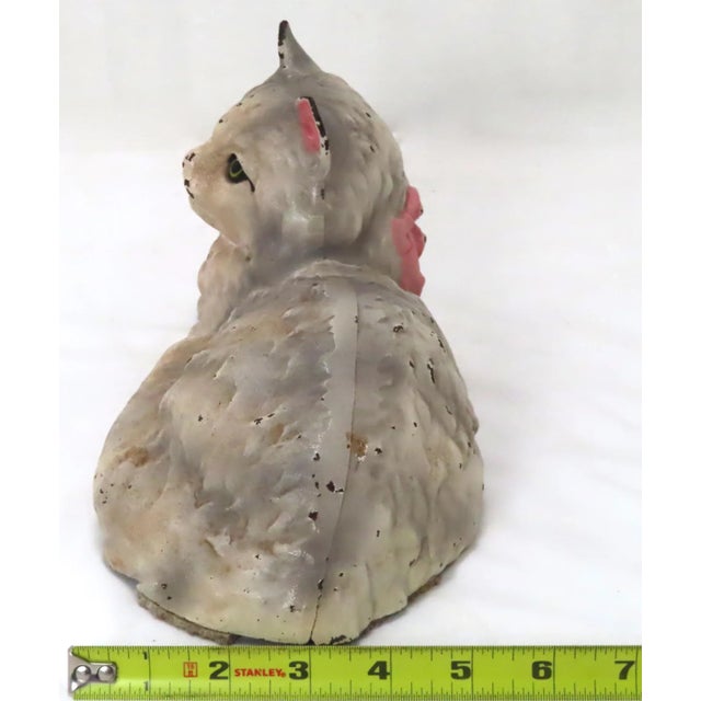 Vintage Signed Hubley Manufacturing Co. Model 335 Reclining Persian House Cat Cast Iron Doorstop For Sale - Image 12 of 13