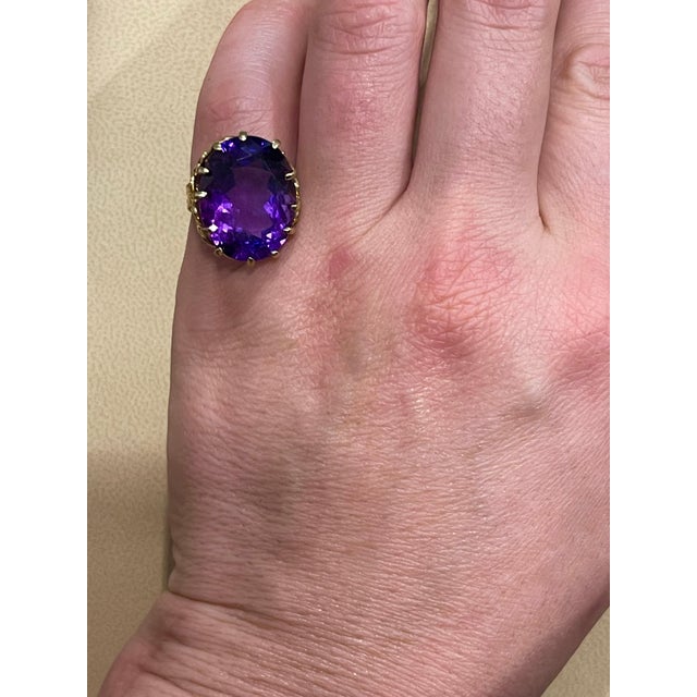 15 Carat Amethyst Cocktail Ring in 14 Karat Yellow Gold For Sale - Image 13 of 18