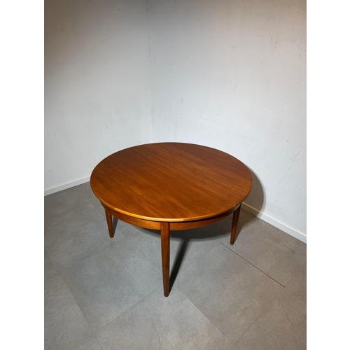 Mid-Century Modern Round Extendable Dining in Teak For Sale - Image 6 of 6