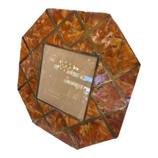 Cornici Amber Shell and Brass Geometric Picture Frame For Sale
