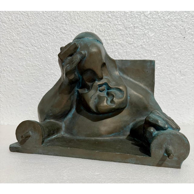 Ted Egri, Ted Egri Taos Modernist Judaica Cubist Bronze Sculpture Rabbi & Torah WPA Artist For Sale - Image 12 of 14
