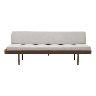 Daybed with Brown Lacquered Metal with Oak Trim Frame, Holland, 1970 For Sale