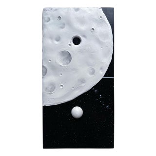 Vera Vizzi, Lunar Crater, 2026, Blue and White Foam Clay Relief on Wood For Sale