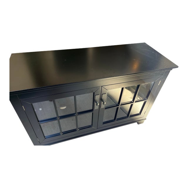 Black/Glass Media Cabinet and Console For Sale