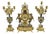 Vintage French Louis XV Style Brevettato Italy Brass & Marble Figural Clock Set For Sale