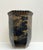Ceramic Vintage Chinoiserie Landscape Scene Glazed Ceramic Hexagon Vase, Taupe & Black For Sale - Image 7 of 12