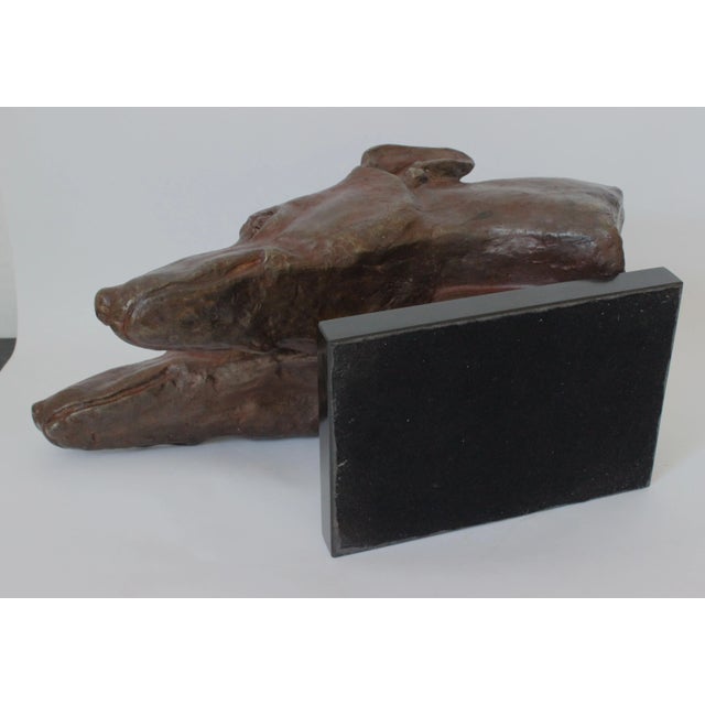 Art Deco 20th C After M. Bertin Sculpture "The Finish Line" Racing Greyhounds in Patinated Metal For Sale - Image 3 of 13