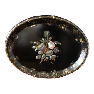 Victorian Paper Mache & Inlay Oval Tray For Sale