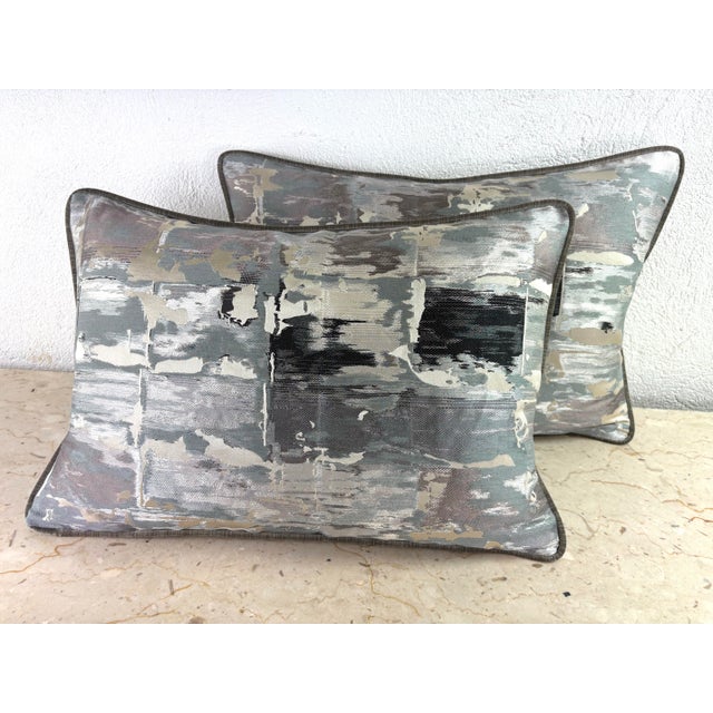 2020s Modern Abstract Silk Brocade Pillows/a Pair For Sale - Image 5 of 10