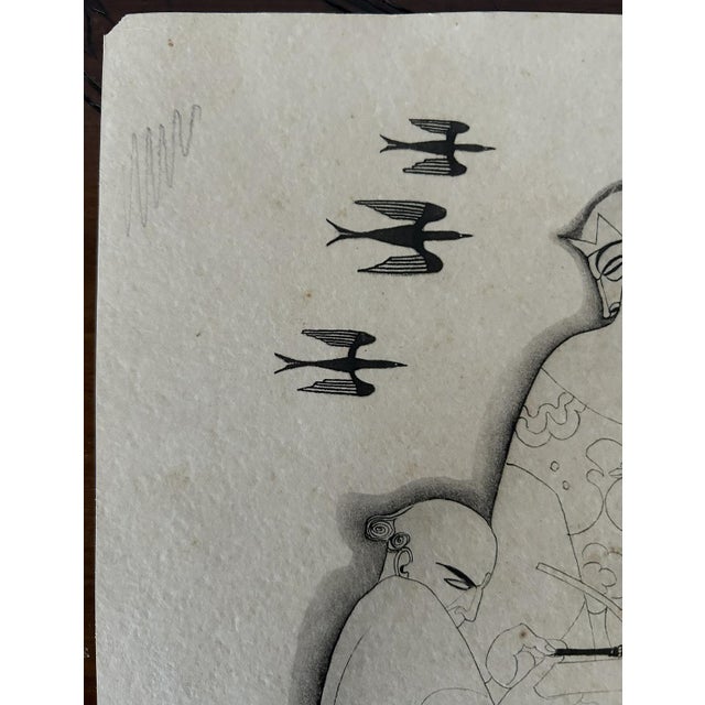Paper Art Nouveau Ink Drawing with Artist Study on Verso, France, Circa 1900 For Sale - Image 7 of 18