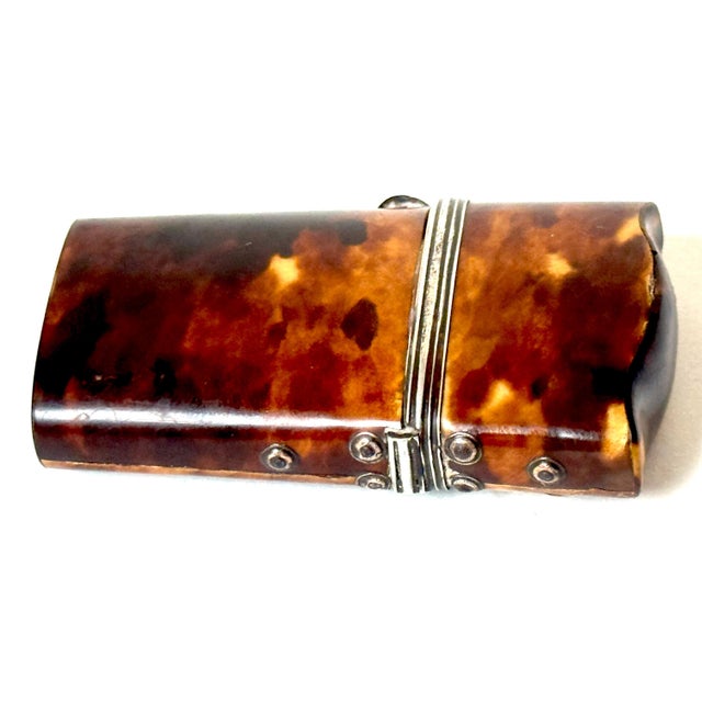 18th Century Tortoiseshell and Silver-Mounted Perfume Etui with Glass Bottle For Sale - Image 9 of 11