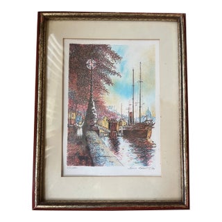 John Speirs London Along the Thames Signed Limited Edition Lithograph 1979 For Sale
