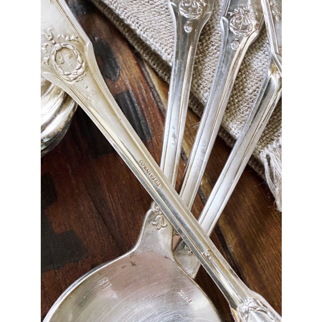 A set of 10 beautiful and difficult to find vintage silver plated round bowl soup spoons, made in France for Tiffany & Co....