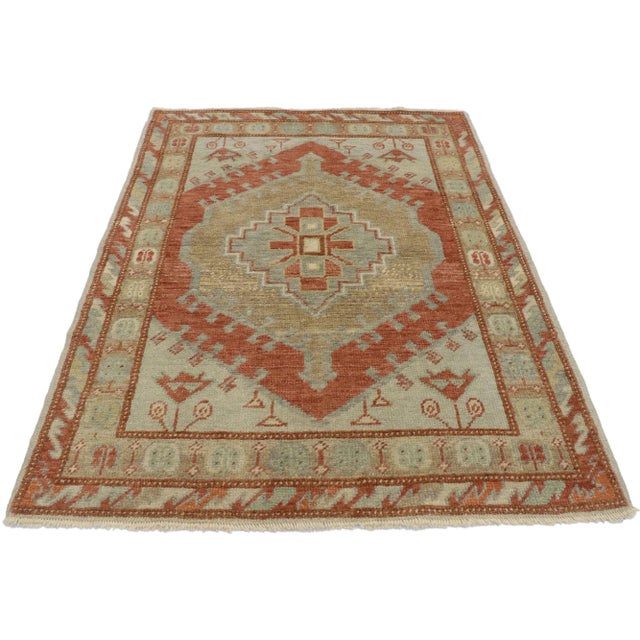 Turkish Tribal Oushak Rug - 03'11 X 05'02 For Sale - Image 4 of 9