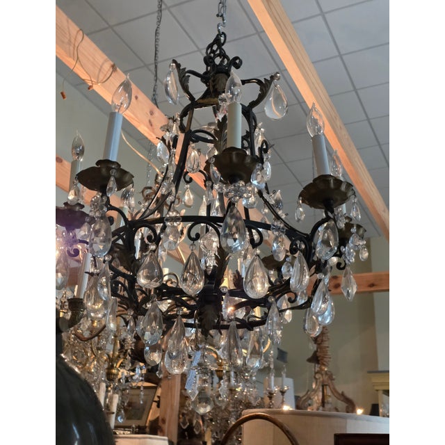Antique Patinated Bronze Chandelier For Sale - Image 13 of 16