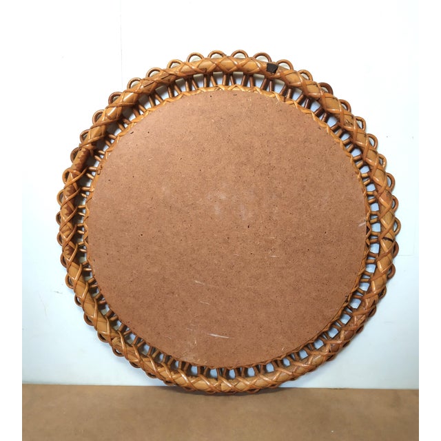 Round Rattan and Bamboo Mirror attributed to Franco Albini, 1960s For Sale - Image 3 of 6