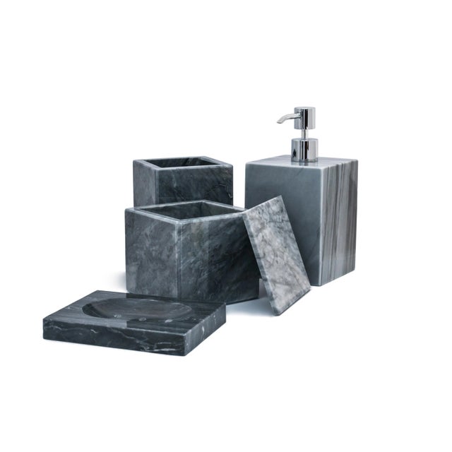 Stone Square Soap Dispenser in Black Marble For Sale - Image 7 of 8