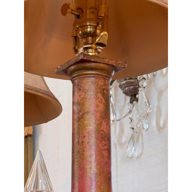 Wood Pair of 1950s Parcel Gilt Column Lamps For Sale - Image 7 of 7