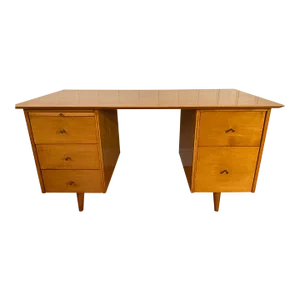 Mid 20th Century Paul McCobb for Winchendon Maple Double Pedestal Desk