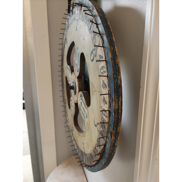 1930's Vintage Folk Art Hand Painted Carnival "Wheel of Fortune" For Sale - Image 11 of 12