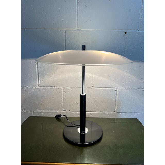 Metal Mid-Century Modern Ikea Table Lamp With Glass Shade and Chrome Base For Sale - Image 7 of 8
