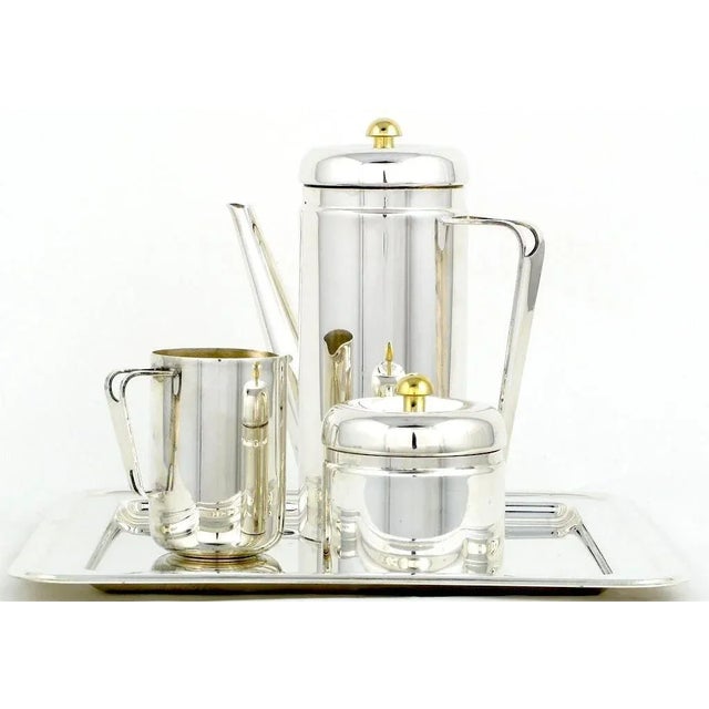 PM Italy Pm Italian Silverplate & Brass Coffee Service For Sale - Image 4 of 9