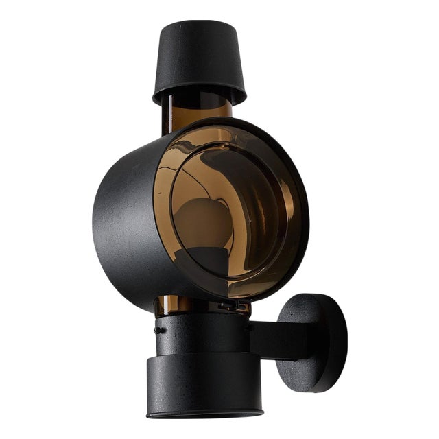 Boom Outdoor Wall Lantern in Brown Glass attributed to Bega, 1980s For Sale