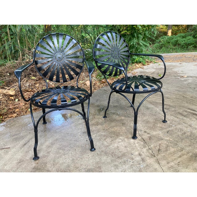 sandblasted, then professionally primed, and painted with outdoor specialty paint. circa 1930. finish is in a semi-gloss....