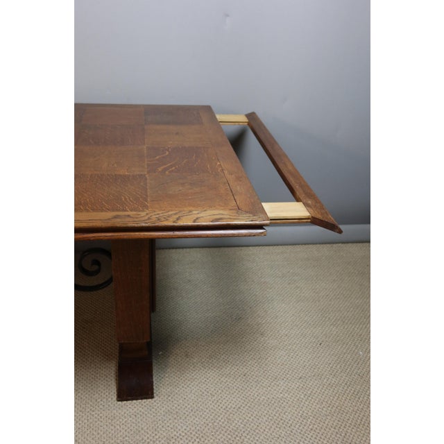 Brown Large Art Deco Oak Table, 1930s For Sale - Image 8 of 16