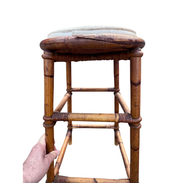 Vintage Rattan Bamboo Bar Stools For Sale - Image 9 of 12