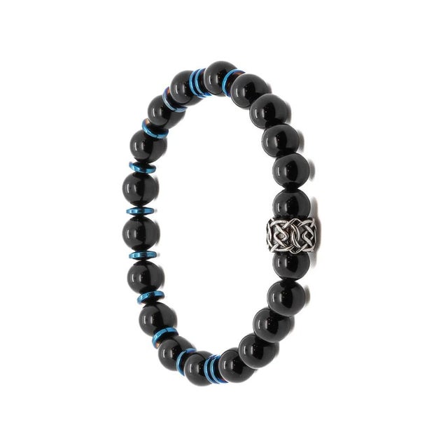 Early 21st Century Spiritual Black Onyx Beaded Bracelet For Sale - Image 5 of 7