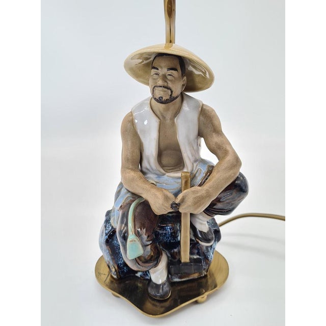 Ceramic Table Lamp with Fisherman Figurine, 1960s-1970s For Sale - Image 12 of 16