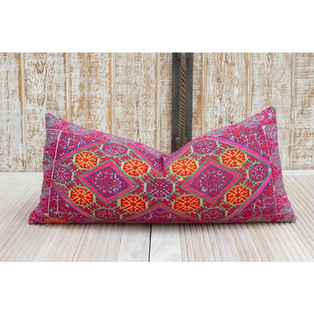 Magenta Antique Ekaja Sindh Silk Pillow For Sale - Image 8 of 8