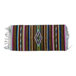 Mid-Century Vibrant Colorful Mexican Saltillo Serape Textile Tapestry
