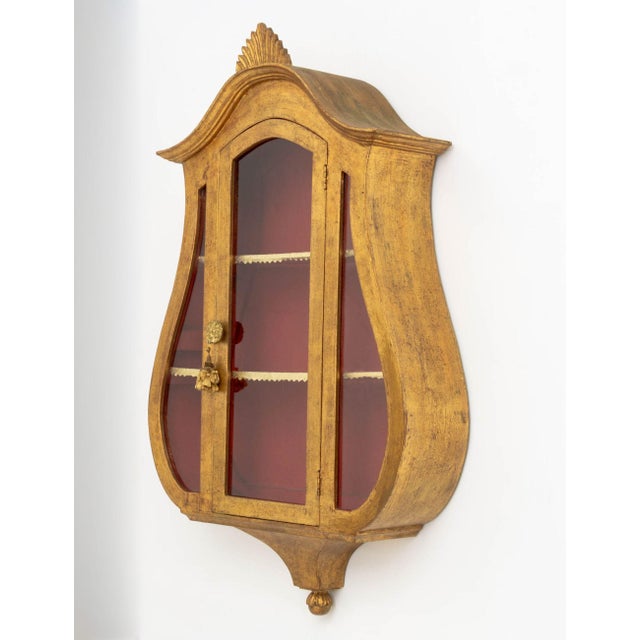 Wood Italian Neoclassical Style Giltwood Wall-Hanging Vitrine Cabinet For Sale - Image 7 of 9