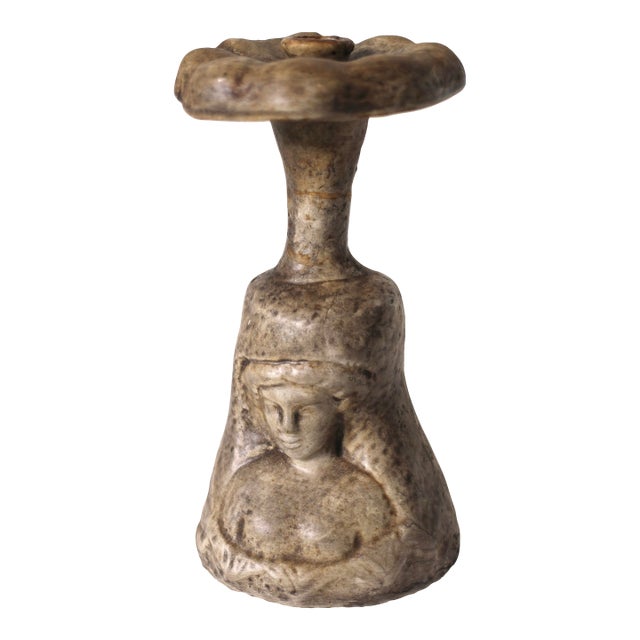 Sculptural Italian Majolica Ceramic Wine Bottle With the Bust of a Woman From the 1960s For Sale